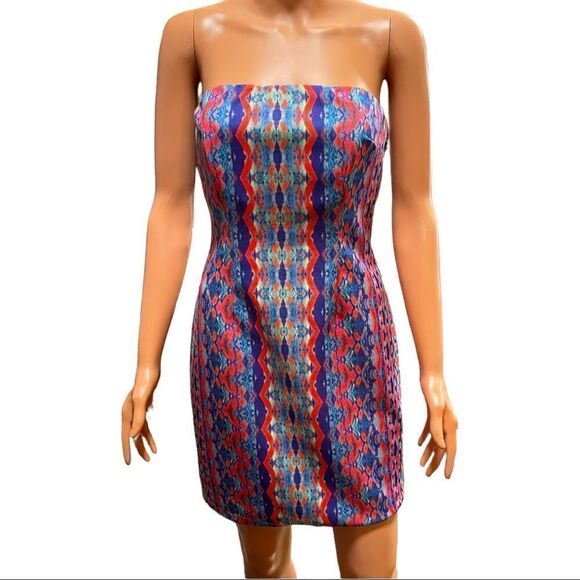 Charlie Jade Strapless Pink/Blue Bodycon Dress Size S/P NWT - Picture 2 of 15